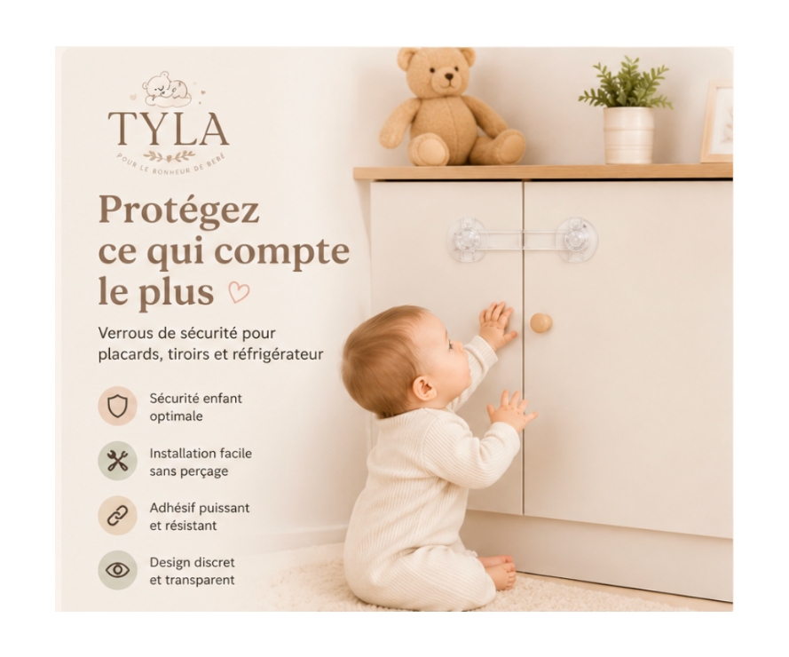 Kit de Verrous de Sécurité pour Placards et Tiroirs - TylaSafe | TYLA